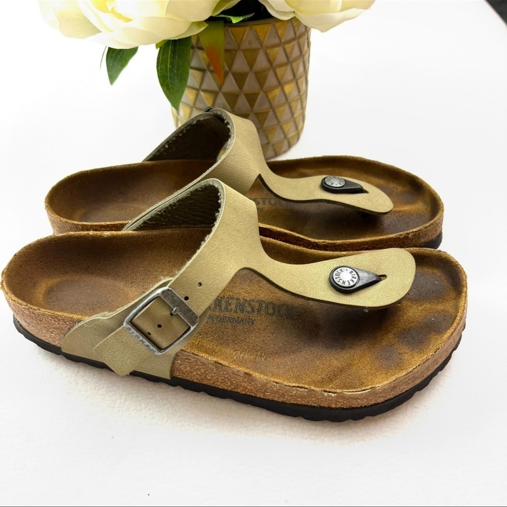 Birkenstock Gizeh Tobacco Brown Leather Cork Sole Thong Boho Sandal Size 37